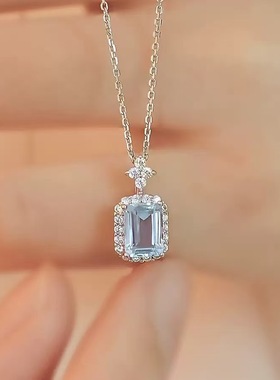 s925纯银蓝色香水瓶项链