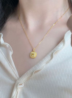 黄钻小方糖项链女精致闪钻轻奢