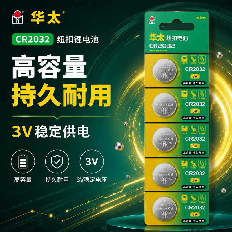 华太纽扣锂电池3v圆形5粒扣式