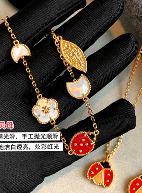 LUCK天然红玛瑙高级感瓢虫项链女