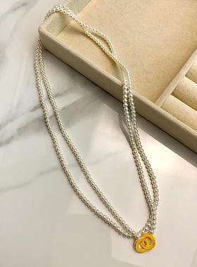 法式复古个性长款正圆施家项链