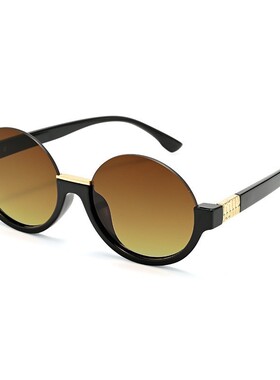 欧美跨境半框圆形太阳镜