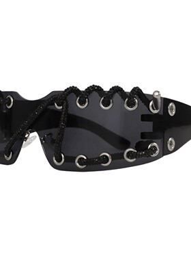 欧美跨境潮酷Y2K无框闪钻太阳镜