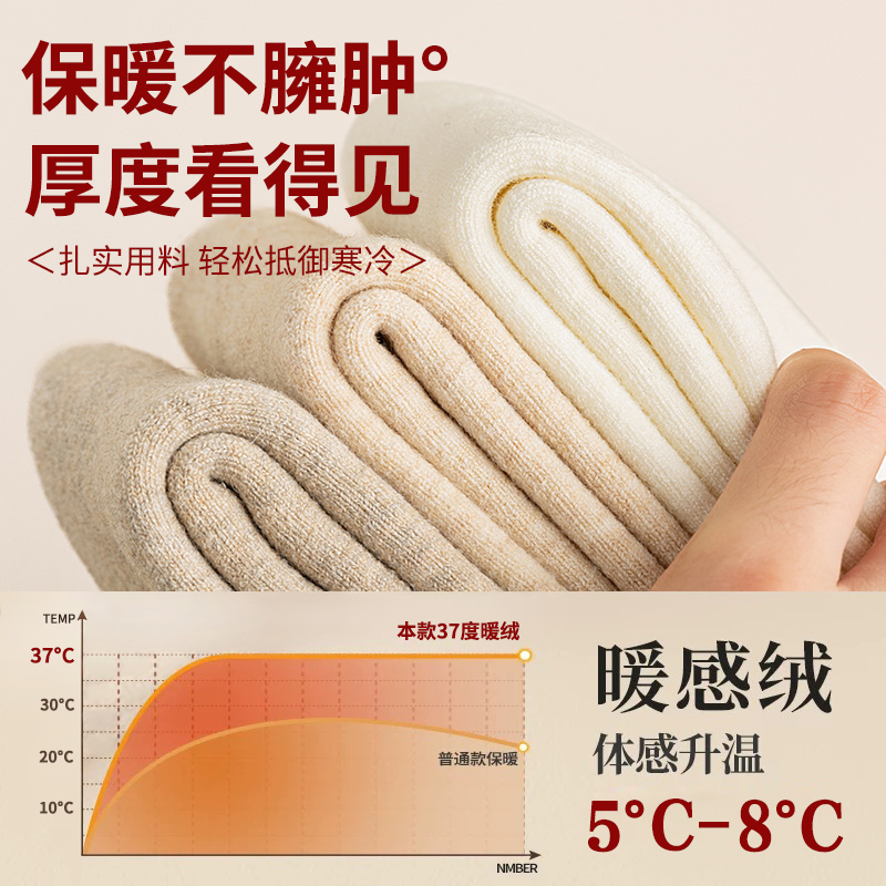 羊绒袜子女冬季中筒加绒加厚款保暖毛圈冬天超厚羊毛女士冬款长袜