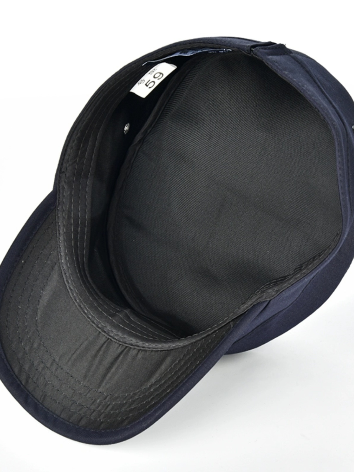 新款作训帽硬顶深藏青黑色斜纹格子布网户外防晒保安执勤平顶便帽 - 图2
