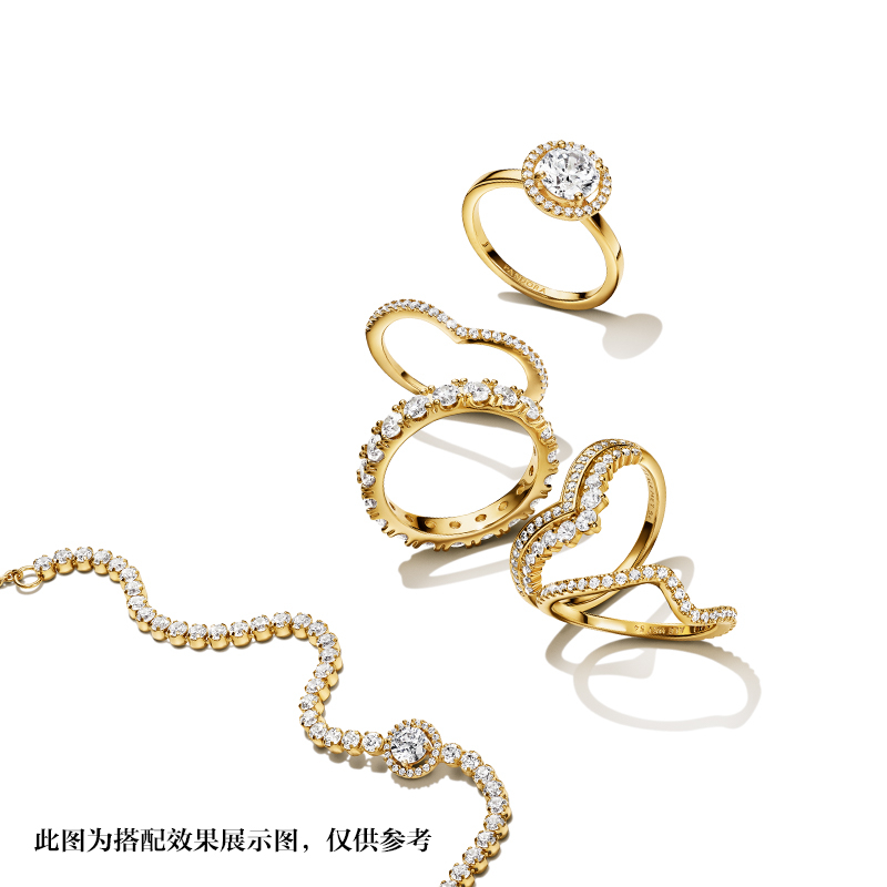Pandora潘多拉冠冕形许愿骨戒指金色设计送礼