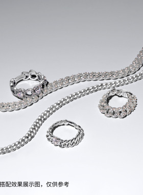 Pandora潘多拉古巴链手链银色时尚简约风格情侣同款