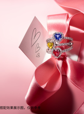 Pandora潘多拉无限爱心戒指pavé密镶粉色心形浪漫优雅礼物