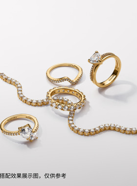 Pandora潘多拉闪耀网球手链金色可调节设计个性时尚