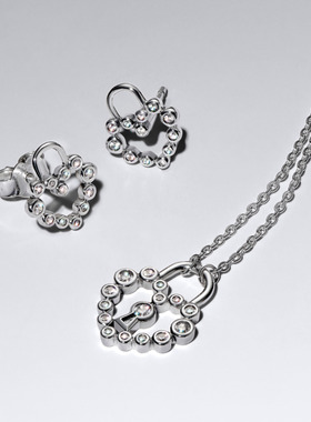 [新品]Pandora潘多拉心芯相印项链耳钉套组红色心形造型精致礼物