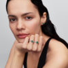 Pandora Pandora green rectangular brilliant halo ring sparkles exquisite spring gift