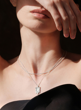 sanswood森吾 意式拼色冰魄素链女百搭叠戴极简螺旋银丝锁骨项链