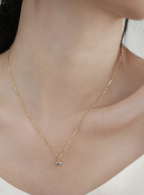 森吾蓝色莫桑钻项链轻奢