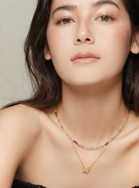 森吾两用叠戴蝴蝶项链夏天