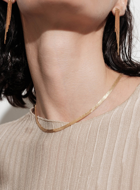 sanswood《梧桐香颂》简约百搭宽蛇骨项链女叠戴轻奢高级感锁骨链