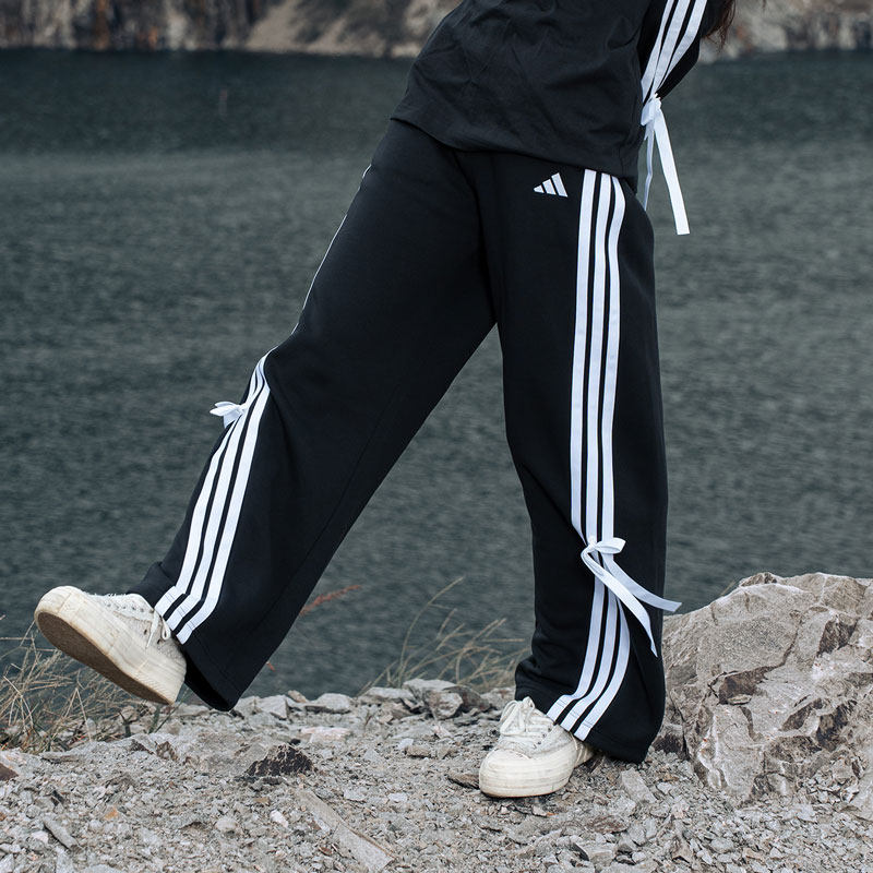 阿迪达斯套装女款长袖T恤冬季黑色宽松时尚两件套套头衫直筒长裤,淘宝优惠券,粉丝福利购,淘宝优惠卷