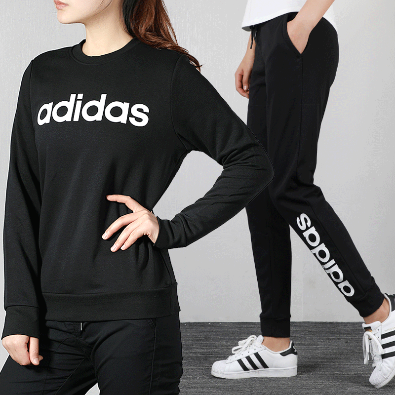 Adidas Set Women's 2020 Spring New Sportswear Round Neck Sweater Pullover Casual Pants