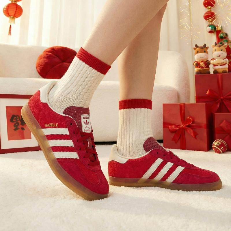 阿迪达斯三叶草德训鞋女鞋新年款板鞋红色休闲鞋复古T头鞋运动鞋,淘宝优惠券,粉丝福利购,淘宝优惠卷