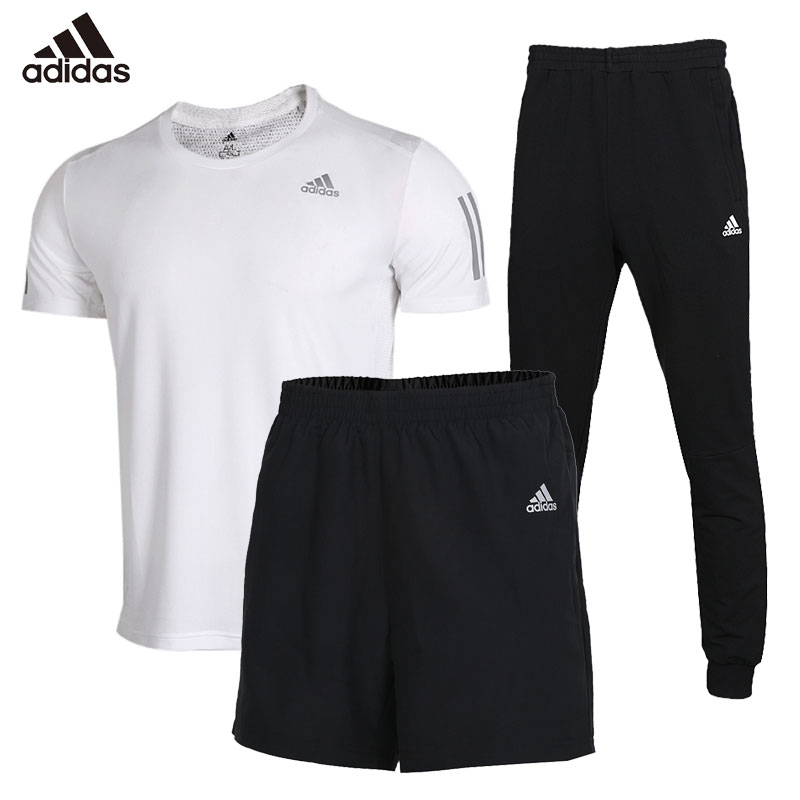 Adidas official website flagship sports set men's summer pure cotton T-shirt short sleeved shorts three piece running suit