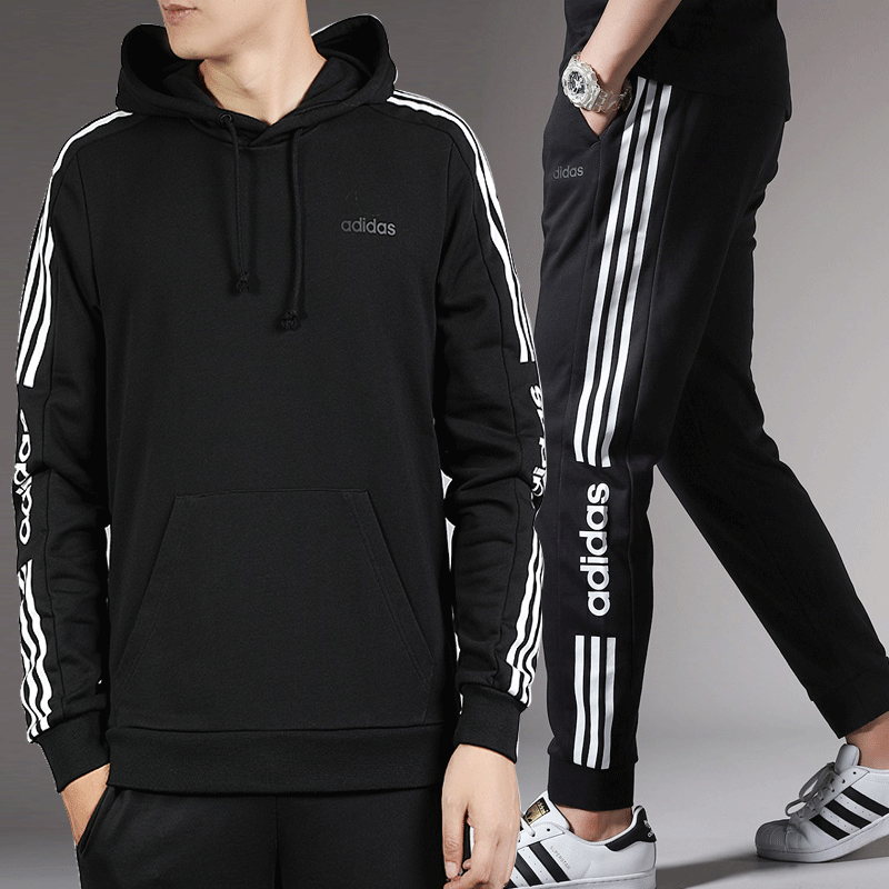 Adidas set men's autumn clothing sportswear casual wear round neck sweater running pants autumn clothing