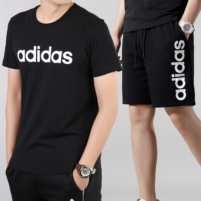 Adidas Short Sleeve Set Men's 2020 Summer New Sportswear T-shirt Capris Casual Wear