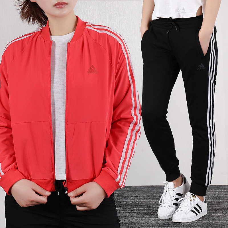 Adidas Sports Set Women's 2020 Spring New Casual Sportswear Running Red Coat