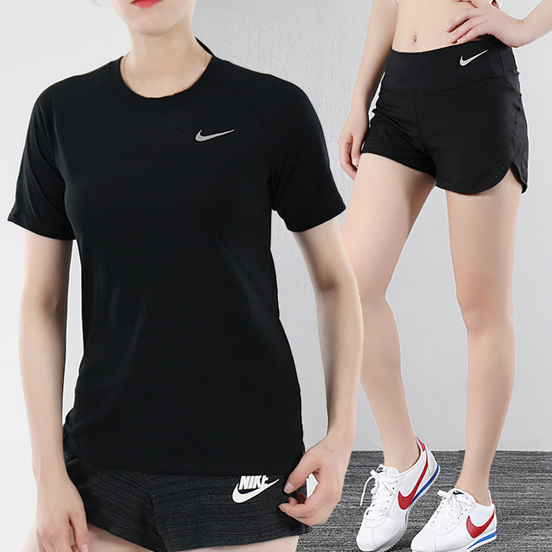 NIKE Nike Set Women's 2019 Summer New Sportswear Quick Dry Breathable Short Sleeve T-shirt Shorts Casual Wear