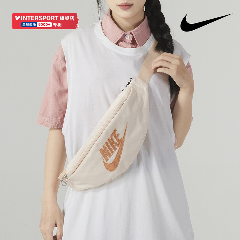 NIKE耐克腰包女包2024新款斜挎包单肩包化妆包运动小包粉色胸包男-图1