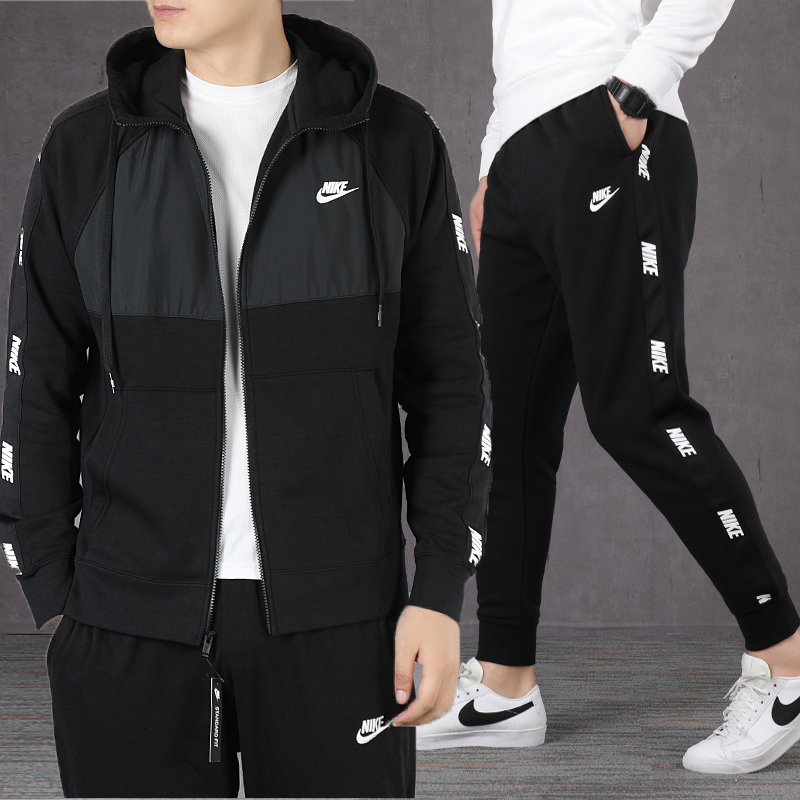 NIKE Nike Set Men's 2020 Spring New Sportswear Tag Hooded Jacket Pants Plush Casual Wear