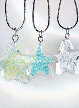 韩版新款手作钛钢蛇链diy星星少女心甜美可爱y2k五角星气泡项链