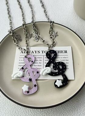 韩系y2k 自制星星音符小猫项链可爱亚文化小众毛衣链配锁骨链颈链