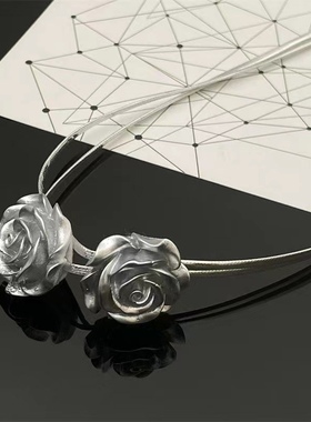 超绝！性感复古银色玫瑰锁骨链甜酷冷淡小众辣妹名媛晚宴项链项圈