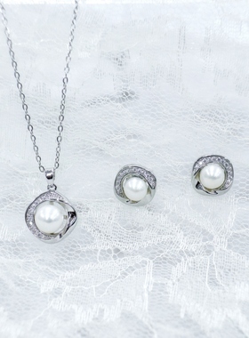 Tiaclasse可防金属易受损者淡水珍珠精美耳环项链女ONWARD