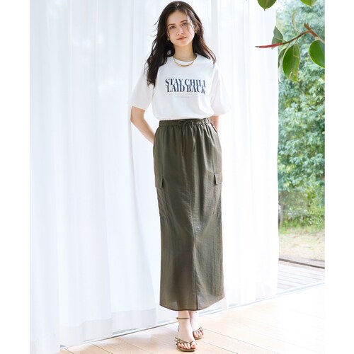 23区SLOW系列时尚气质简约优雅MVS棉logo设计T恤女ONWARD - 图3
