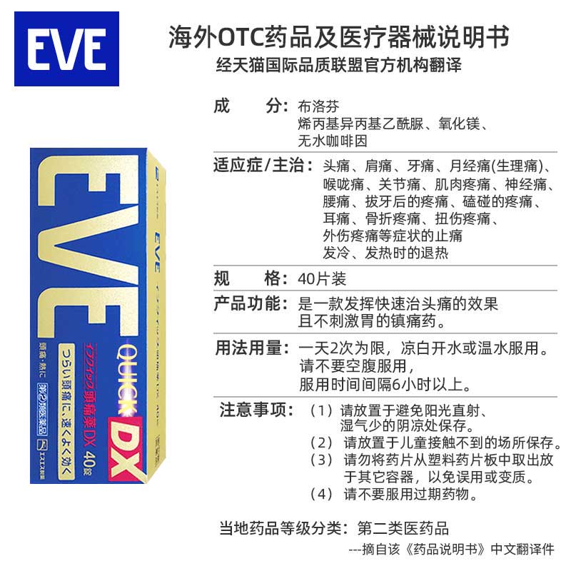 白兔eve止疼药退烧药头疼牙痛生理痛经速效止痛药 布洛芬片偏头痛