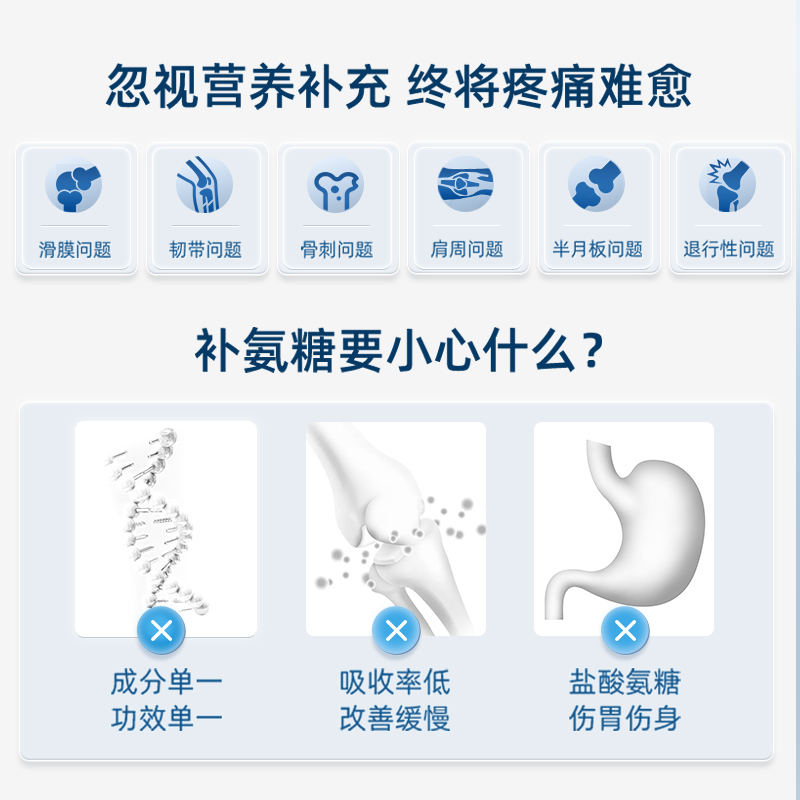 NYO3氨糖软骨素加钙片骨胶原维骨力中老年关节硫酸氨基葡萄糖挪威 - 图2