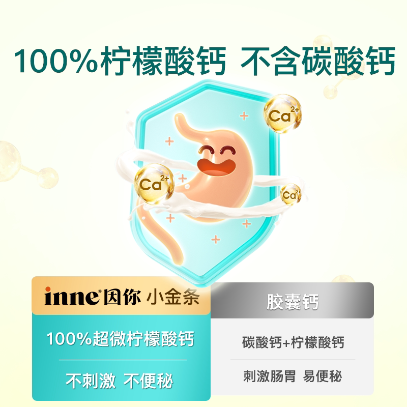 inne小金条钙镁锌0防腐不加糖婴幼儿童补钙锌K2 30条/罐*2