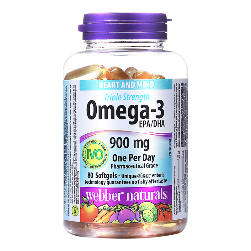 伟博天然进口3倍深海鱼油胶囊成人Omega3欧米伽3中老年80粒/瓶DHA-图0