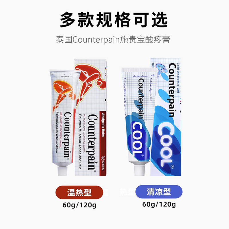 泰国Counterpai施贵宝肌肉酸痛膏120g消炎镇痛温热 - 图0