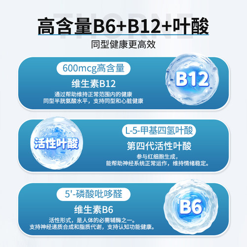 Thorne悦恩高活复合维生素B族叶酸中老年降同型半胱氨酸胶囊b6b12 - 图1