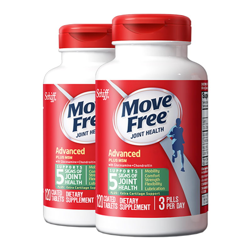 阿里健康海外旗舰店Schiff Move Free 维骨力 软骨素氨基葡萄糖 MSM 绿瓶120粒*2瓶装1