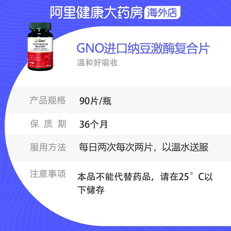 GNO进口纳豆激酶含水蛭素心脑血管养护中老年疏通软化清道夫原装-图3