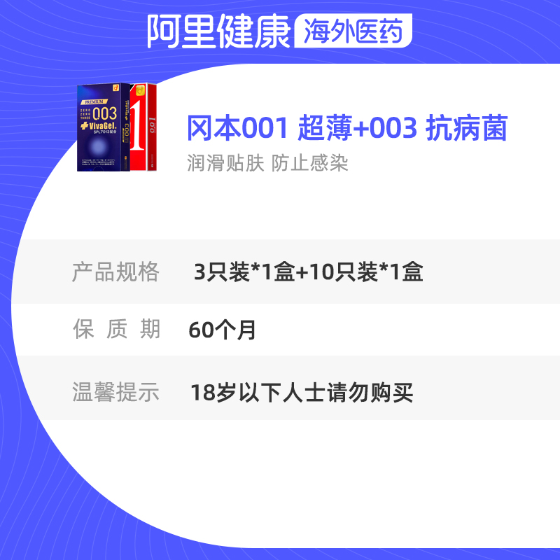 冈本001超薄+003抗病毒（差异推荐）日本进口颗粒润滑超薄安全套-图3