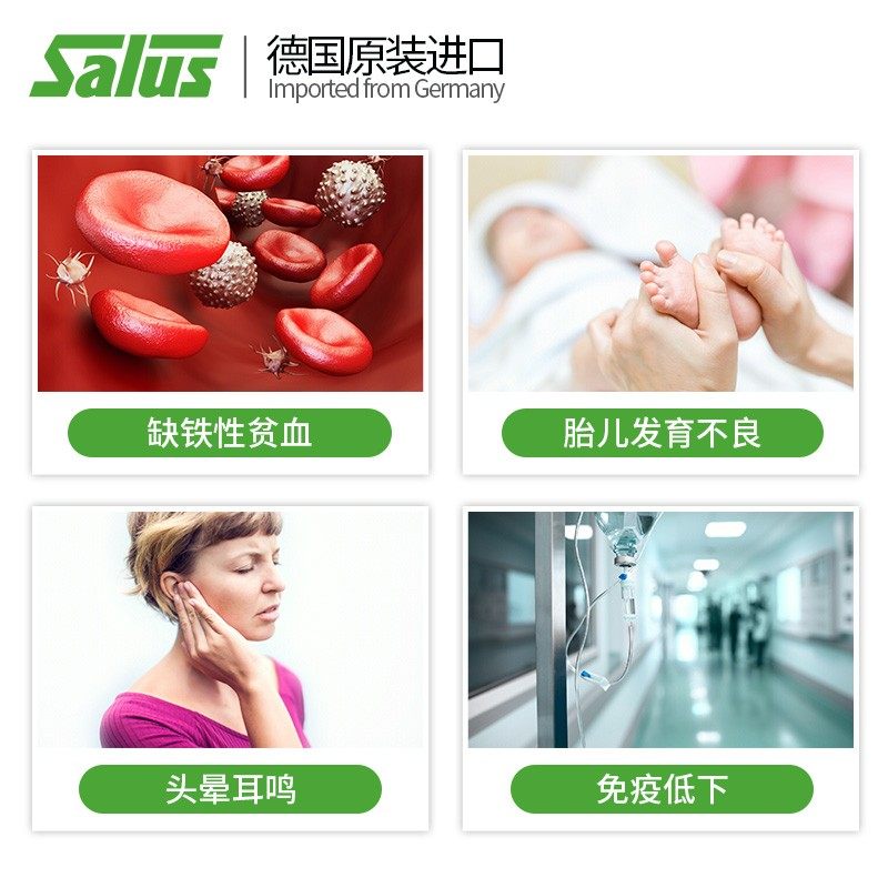 Salus Floradix德国绿版铁元片剂补铁叶酸维生素孕妇便携装 84粒_虎窝淘
