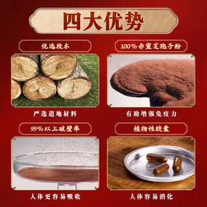 【大规格90粒】北京同仁堂灵芝孢子粉胶囊官方正品破壁灵芝孢子粉