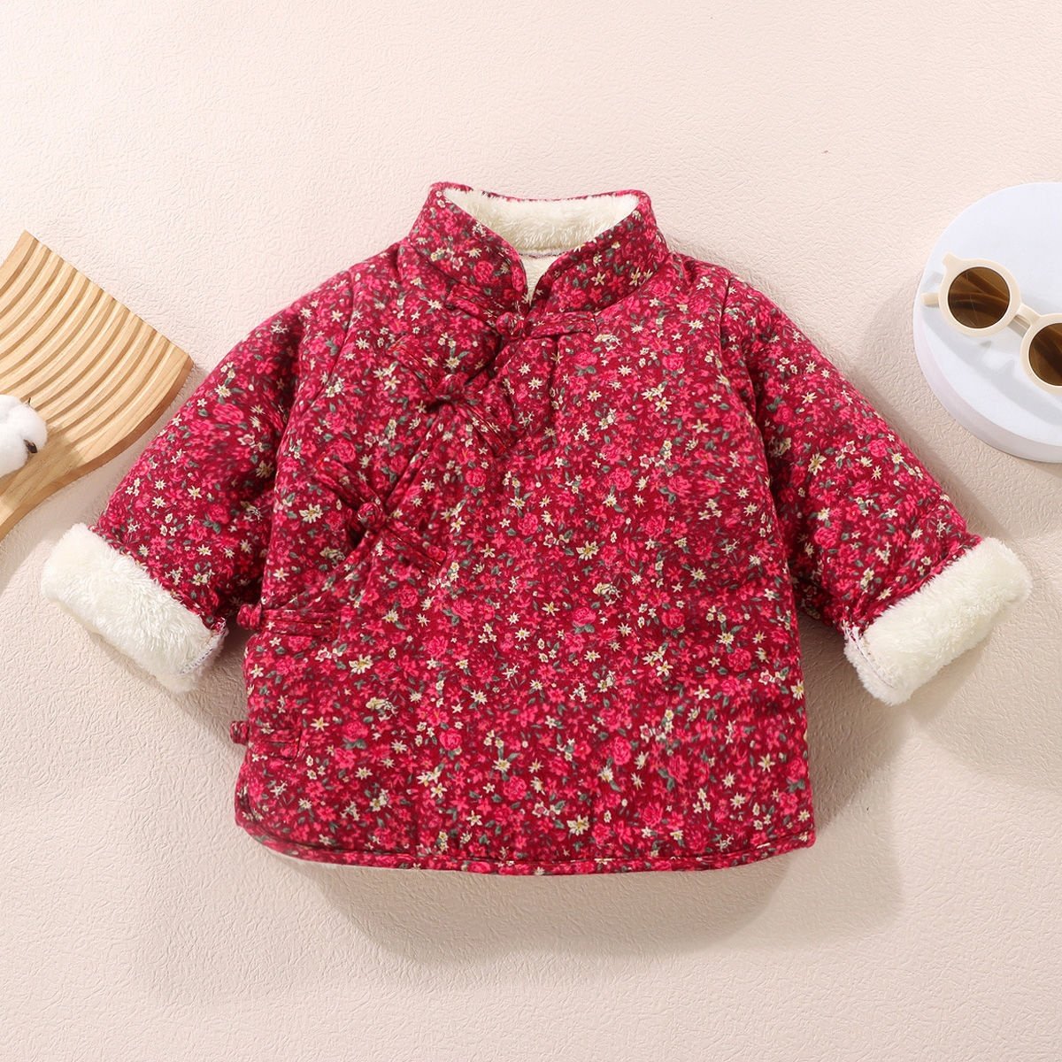 儿童中国风偏襟棉袄宝宝复古加绒加厚棉衣女童民族风喜庆拜年服,淘宝优惠券,粉丝福利购,淘宝优惠卷