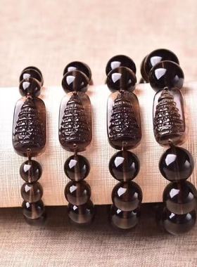 黑曜石文昌塔手链学生文具钥匙扣