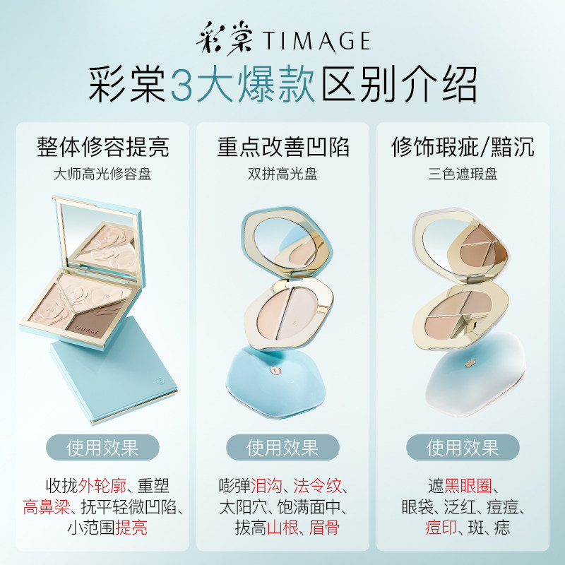 【520礼物】彩棠TIMAGE高光修容盘三色一体哑光提亮立体侧影新色_虎窝淘
