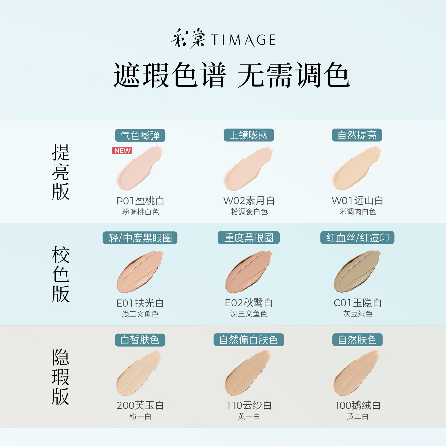 【重磅新品】彩棠TIMAGE无瑕遮瑕液痘印红血丝斑点黑眼圈提亮泪沟