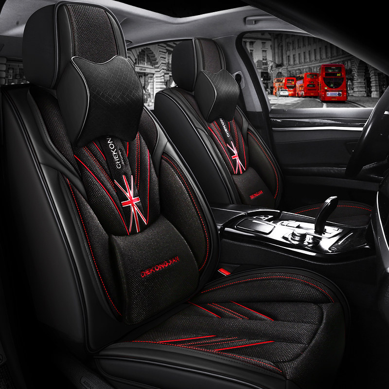 个性米字旗座套运动活力款汽车坐垫四季通用全包围透气亚麻座位套,淘宝优惠券,粉丝福利购,淘宝优惠卷